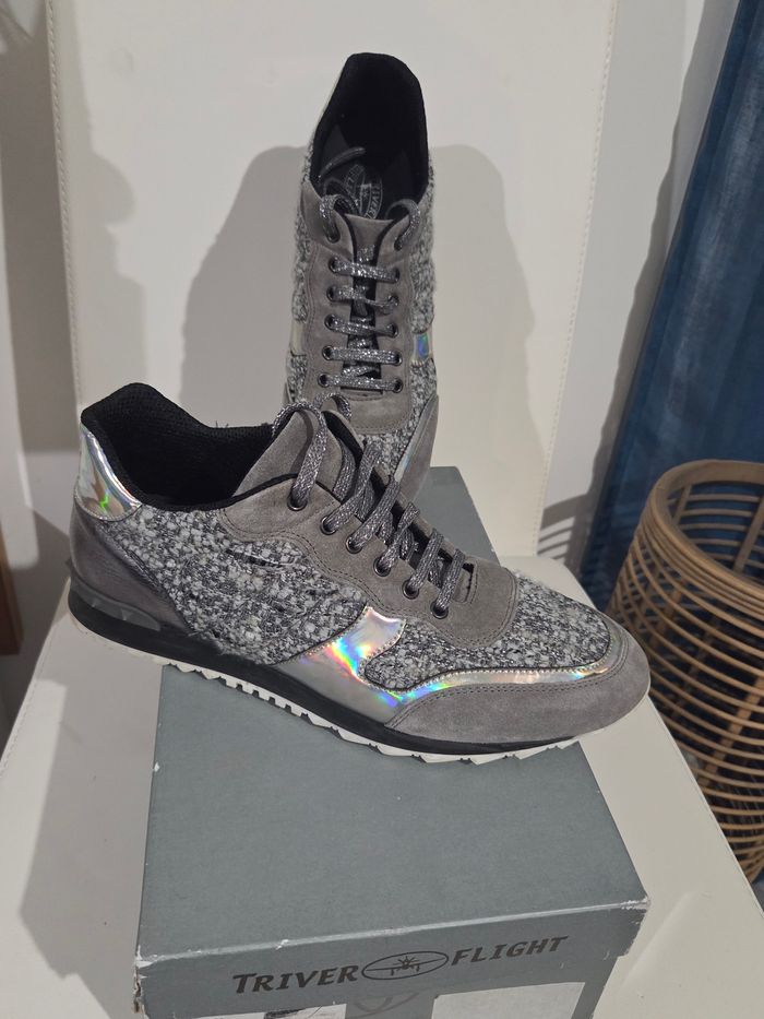 Baskets grises cuir et tissu Triver Flight P 40 - photo numéro 2