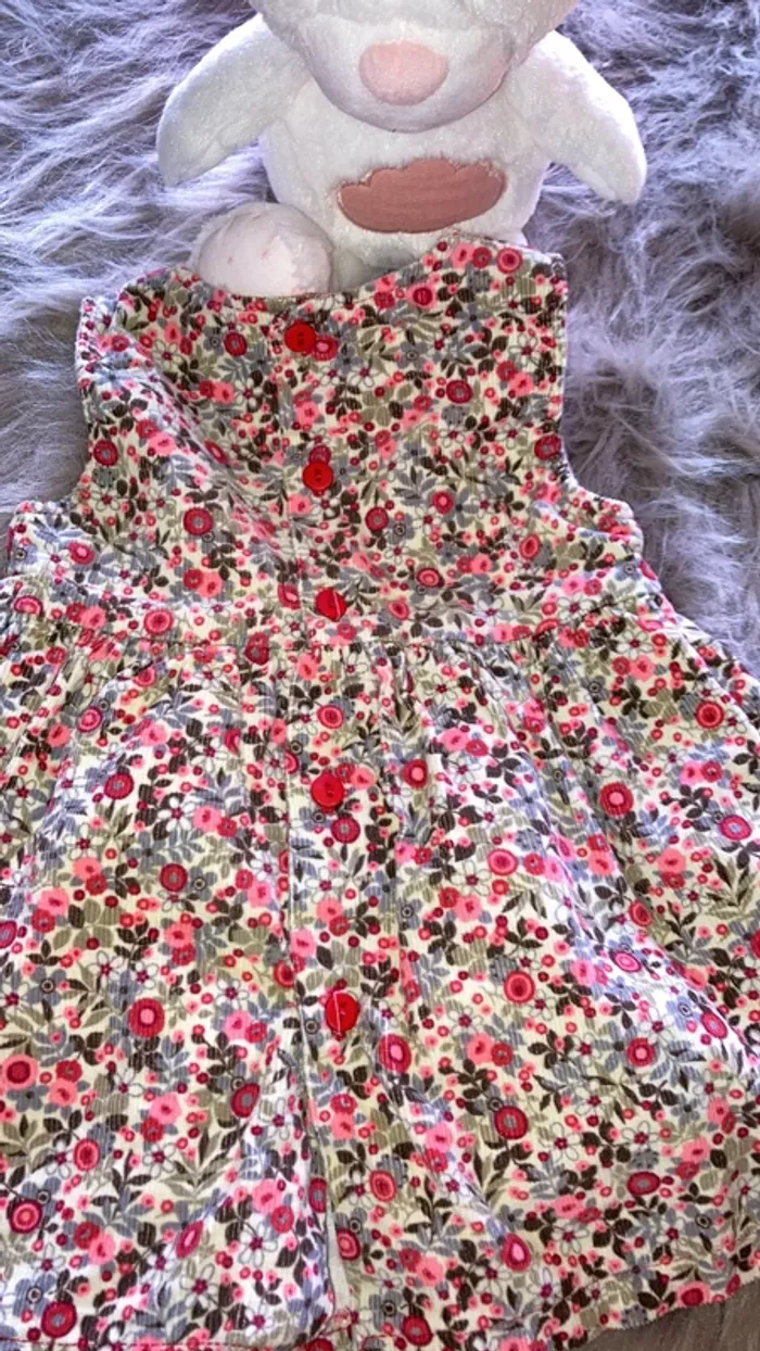 Robe fleuri style velour 6 mois - photo numéro 3