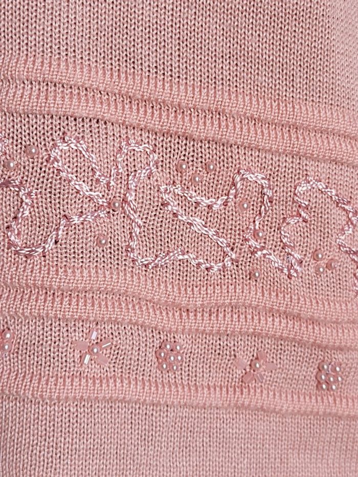 Pull vintage rose à torsades et perles - Angela Baraldi - photo numéro 8