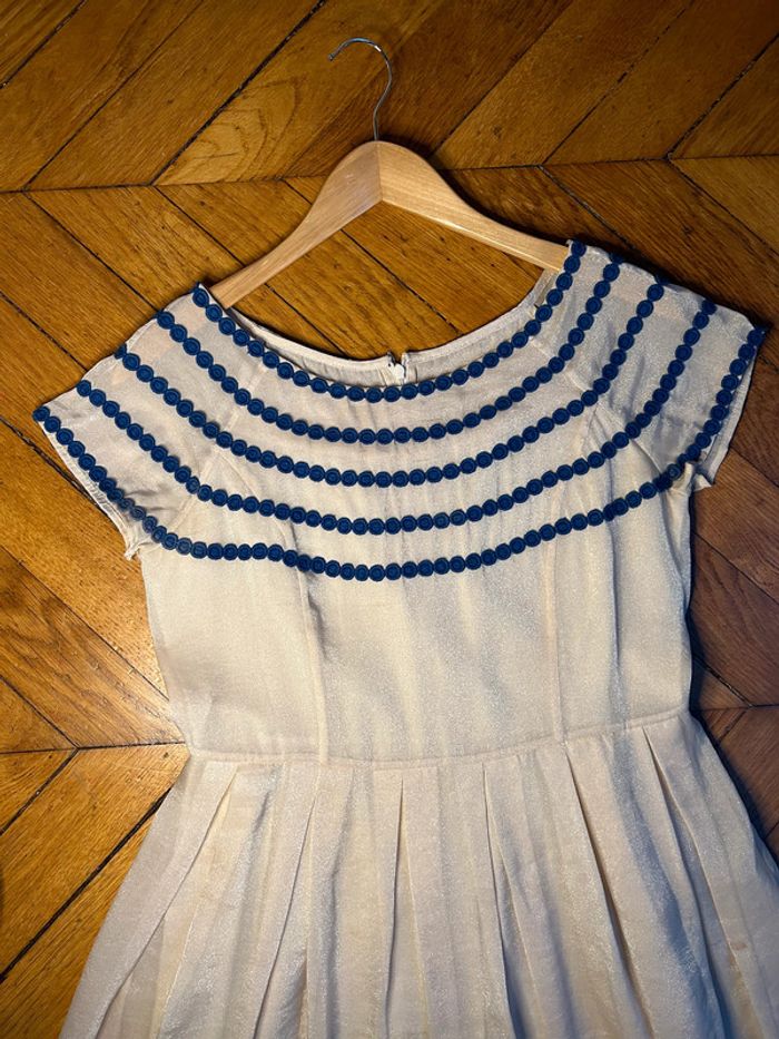 Sublime robe beige et bleu marine T38 - photo numéro 3