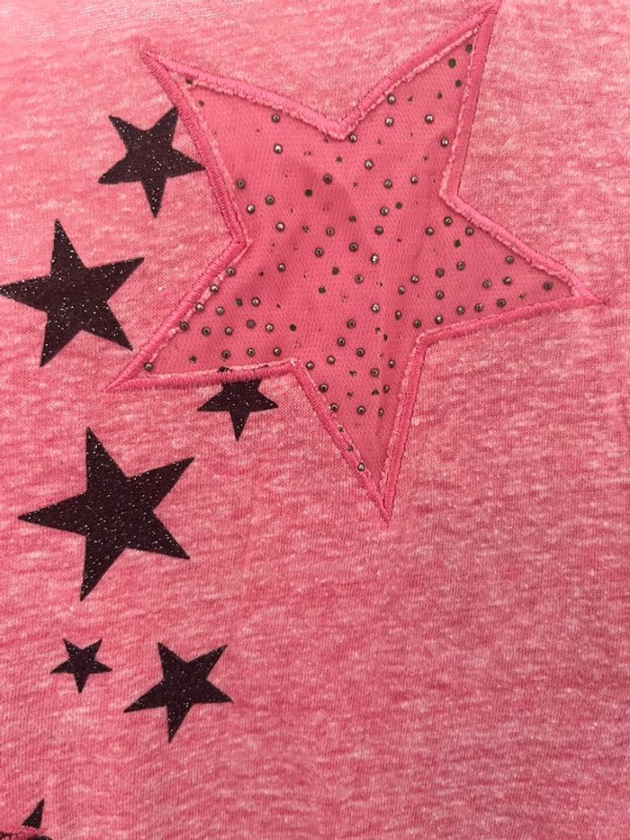 Pull col V, rose chiné avec des étoiles , Purple Queen, Taille unique - photo numéro 8