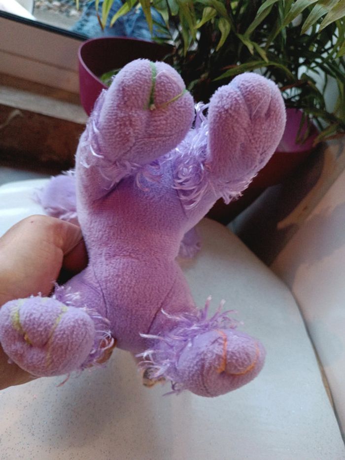 Peluche plush caniche violet purple chien dog chapeau rose pink cap cowboy western forest - photo numéro 10