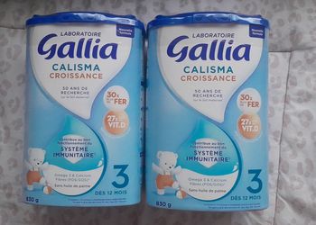 2 boîtes laits infantilles Gallia Calisma Croissance n°3
