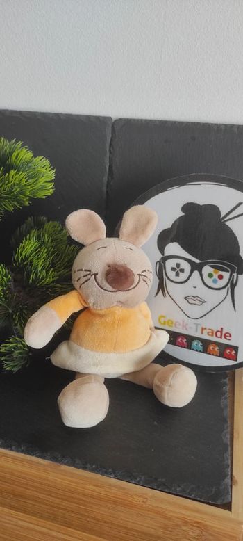 doudou peluche lapin marron t-shirt orange beige marron ours moustache bmf-bp