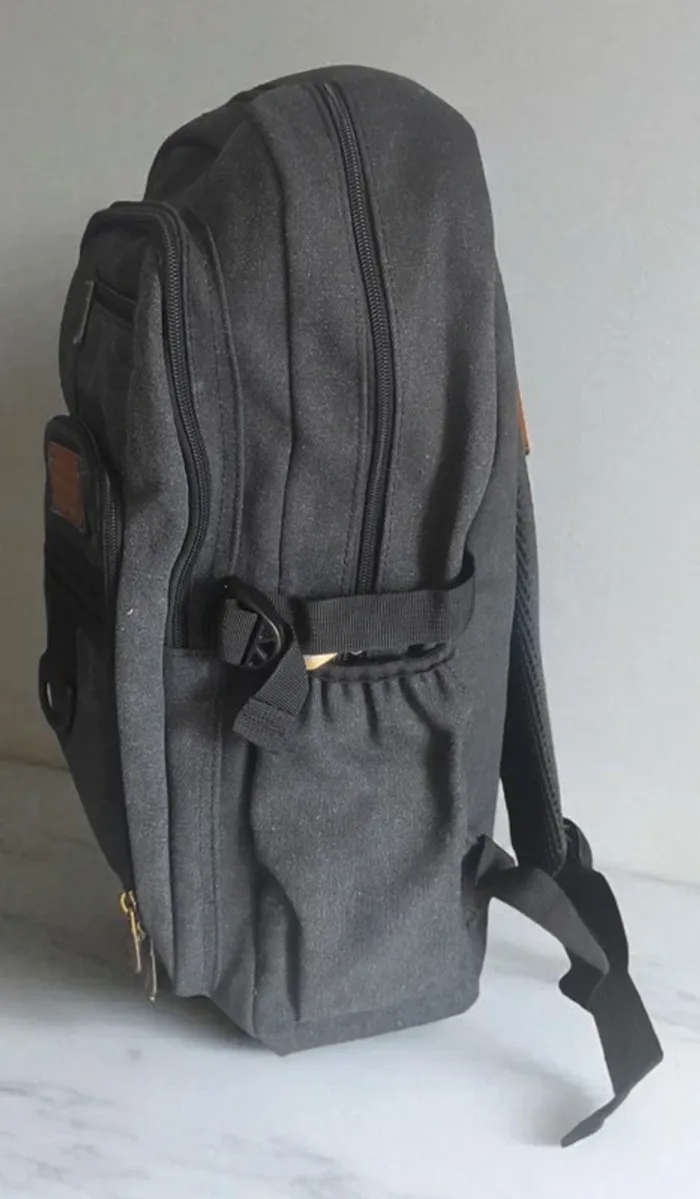 Sac à dos en toile gris foncé multi poches neuf - photo numéro 4