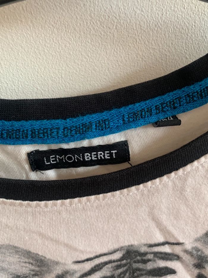 Tee Shirt maillot manches longues 14 ans Lemon Beret blanc noir imprimé tigre lunettes - photo numéro 4