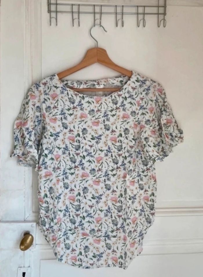 Top léger blanc motif fleurs H&M