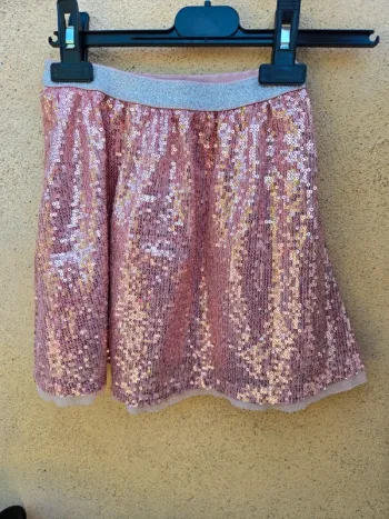 Jupe paillettes rose 8 ans
