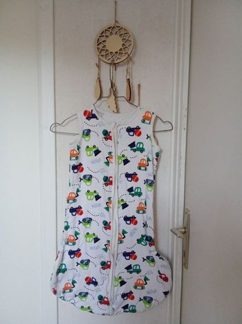 Turbulette, gigoteuse mi saison en coton, garçon naissance  de  0, 6 mois, légère, fine tog 0  à motifs engin chantier, non réglable 70 cm, mi saison