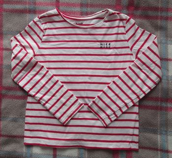 Maillot rayures blanc et rouge KIABI 6 ans