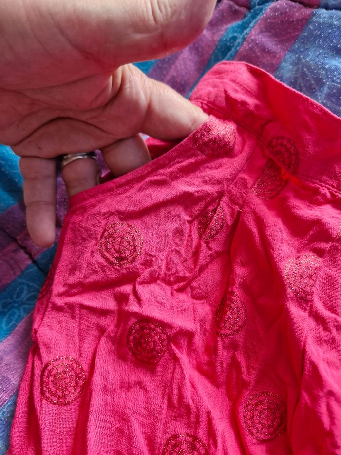 Superbe pantalon taille réglable rose rosaces brillantes - photo numéro 9