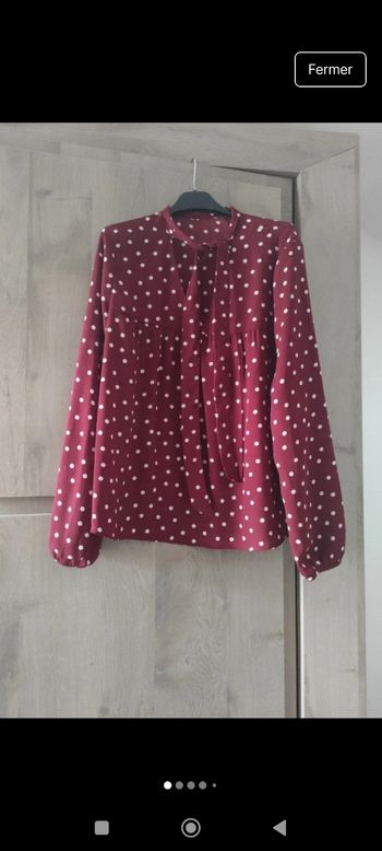 Blouse imprimée bordeau imprimée pois