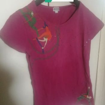 🌸Tee-shirt rose à imprimés et strass "Etam" Taille 36 🌸