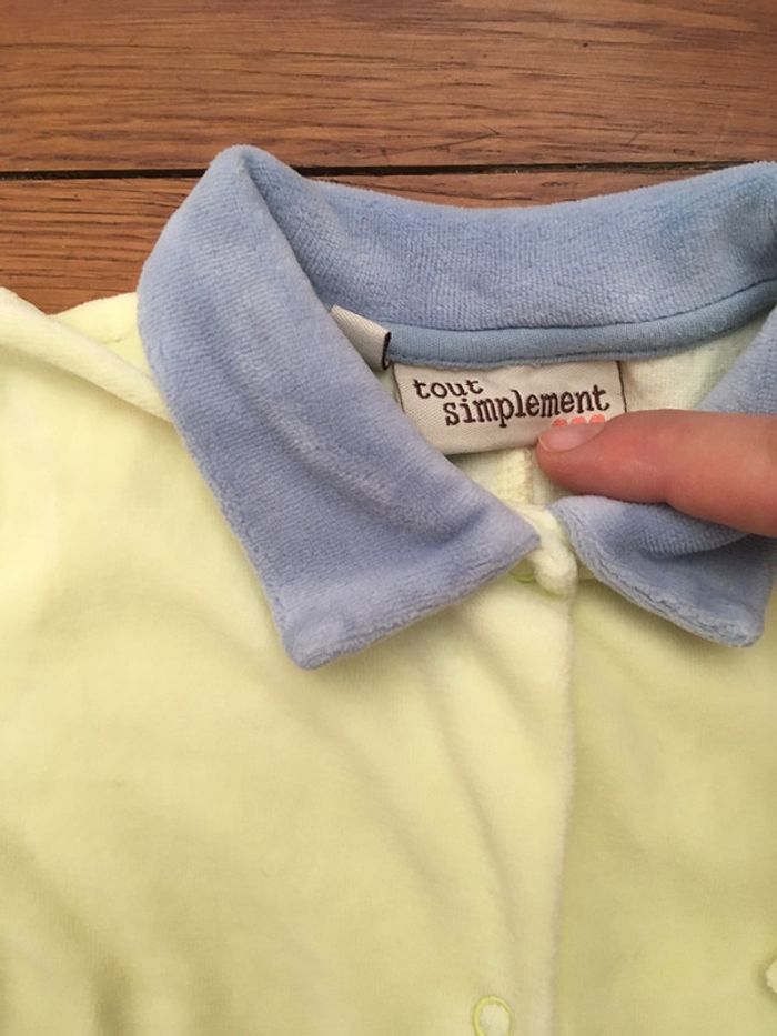 Pyjama velours jaune 3 mois Tout Simplement - photo numéro 2