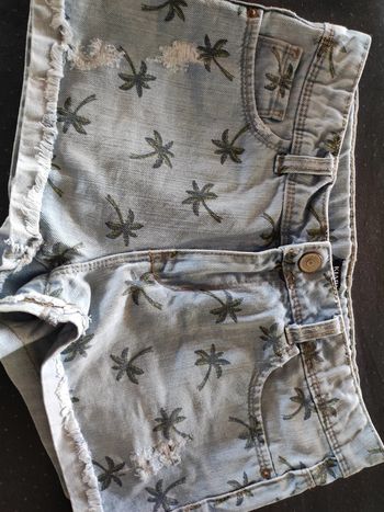 Short fille en jeans motif palmiers
