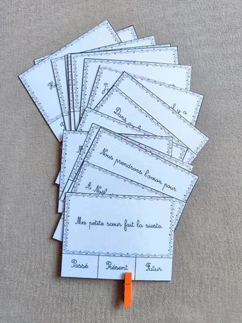 20 cartes à pinces conjugaison temps