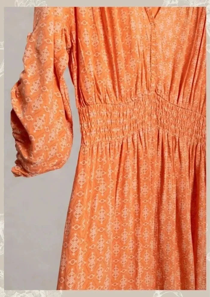 Robe d’été orange abricot motif berbère Madison Taille S/M - photo numéro 7