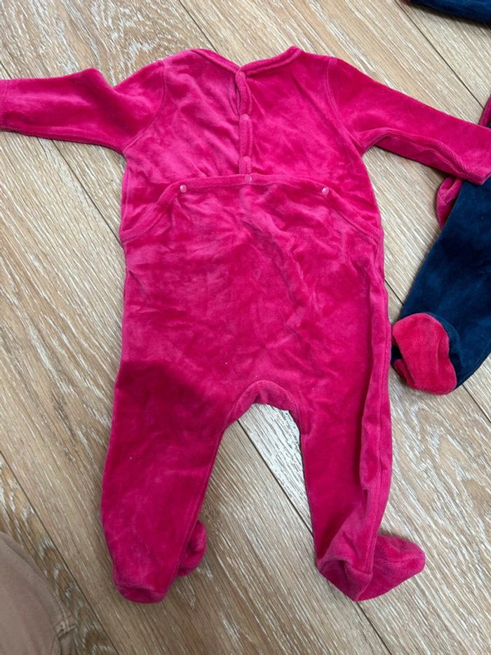 Lot de 3 pyjamas 1/3 mois du pareil au même en coton bleu rose - photo numéro 4