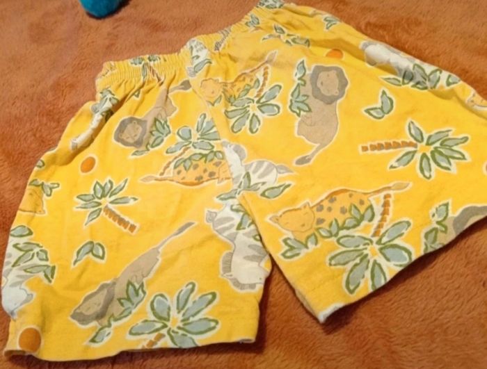 Short Bébé 6 Mois Jaune Motifs Animaux Safari Été - photo numéro 2