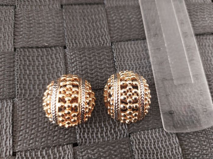 Boucle d'oreilles a clips vintage dorées et argentées - photo numéro 3