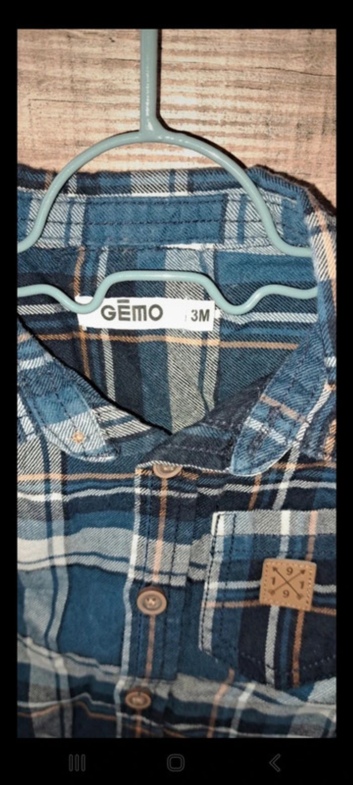 Chemise à carreaux manches longues Gémo 3 mois - photo numéro 4