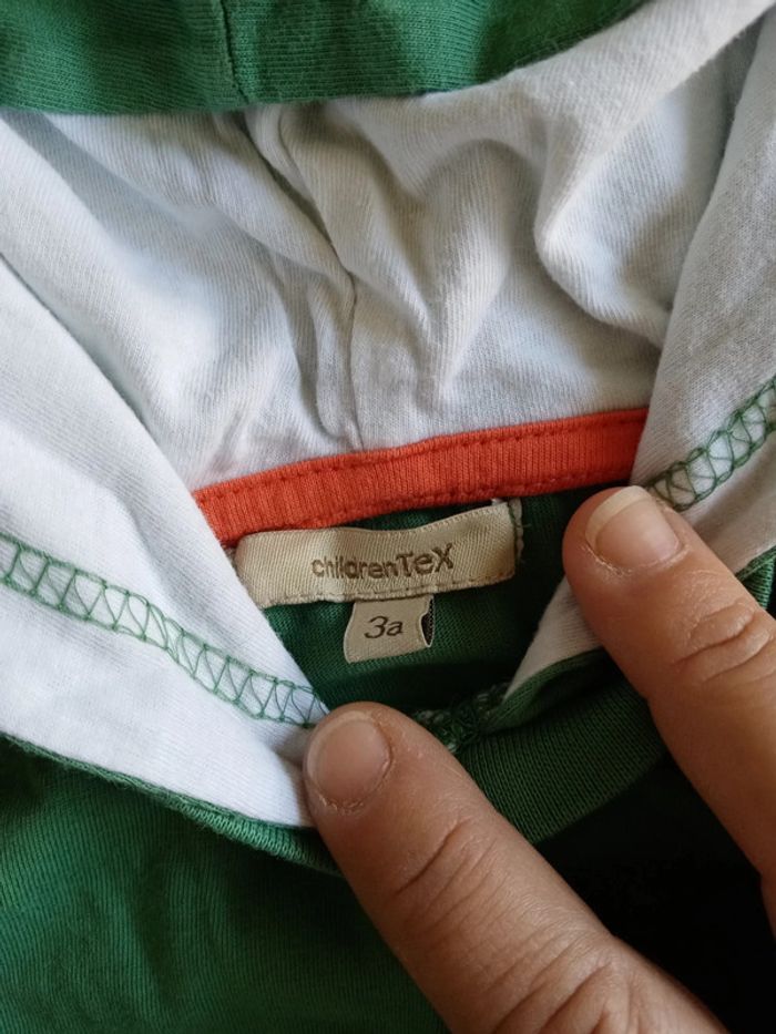 T-shirt capuche vert T 3 ans - photo numéro 2
