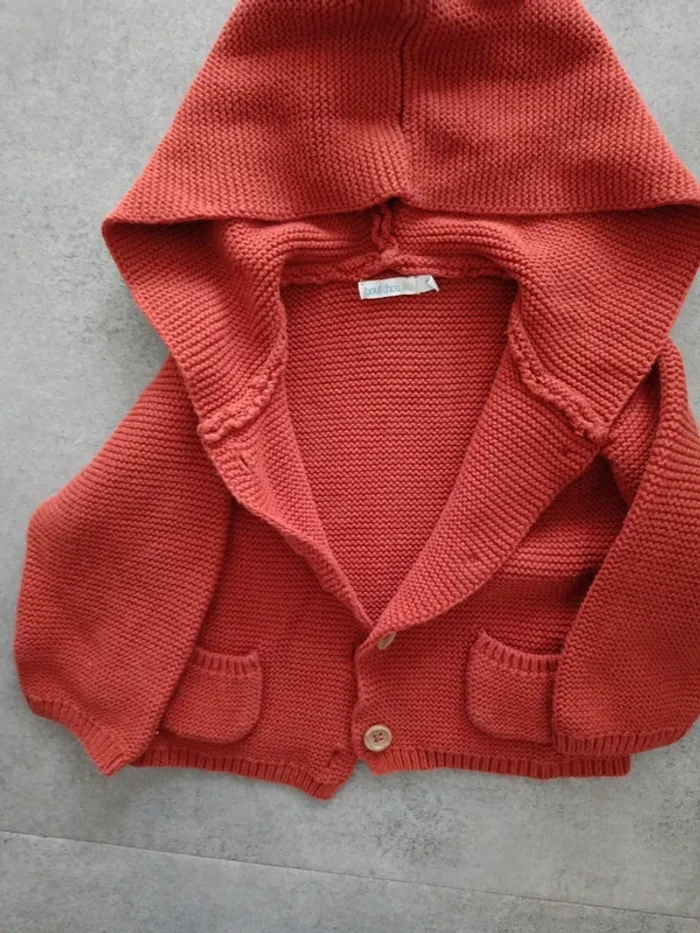 Gilet à capuche oreilles d'ours brique Bout'chou 9 mois - photo numéro 3