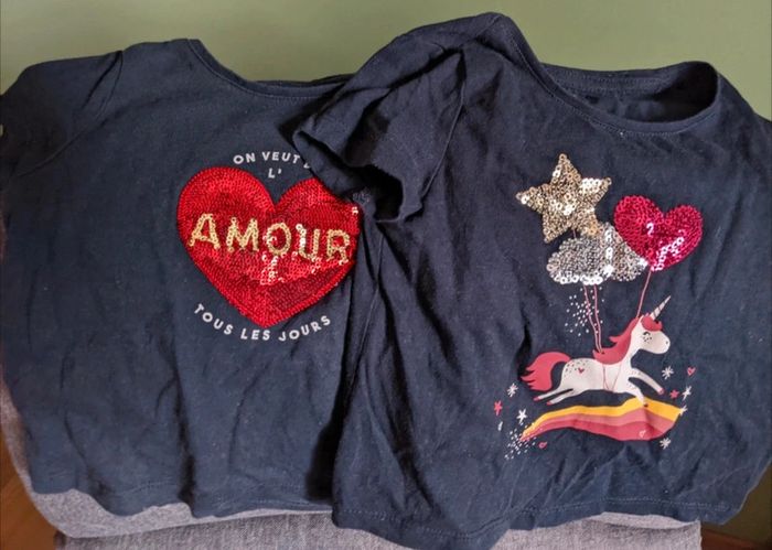 2 Tshirt paillettes Kiabi