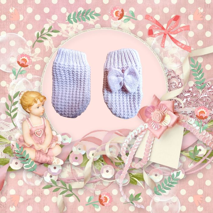 Mini-Moufles roses pour bébé fille "Doudou pour les Mains"