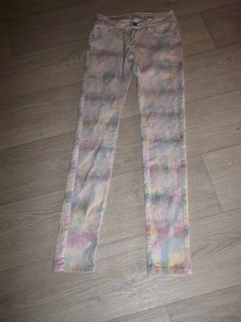 Jean R DISPLAY multicolore brillant slim taille 34 NEUF