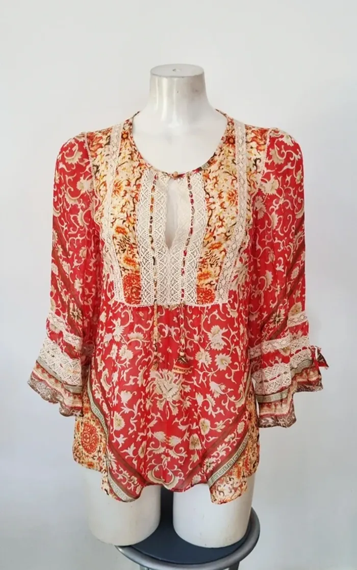 Blouse imprimée bohème rouge hale bob 38