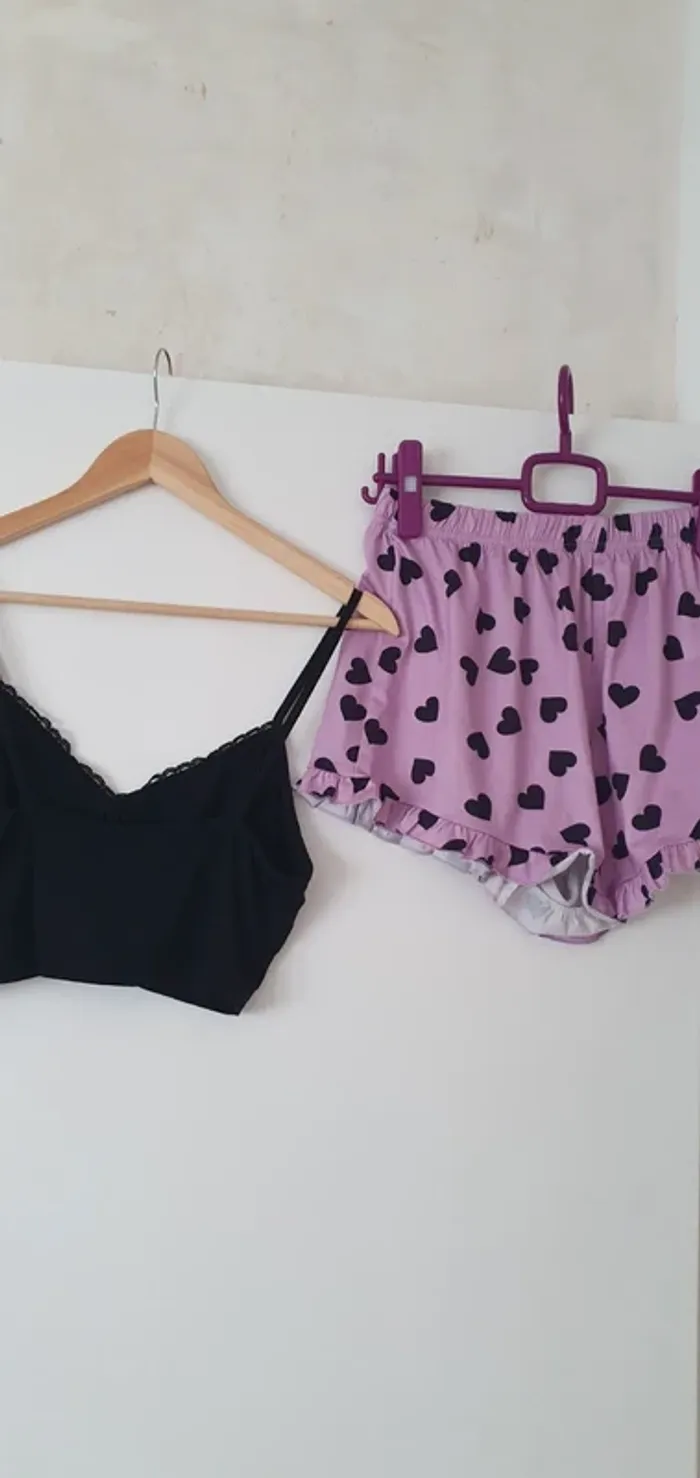 Ensemble de pyjama short motif coeur - photo numéro 4