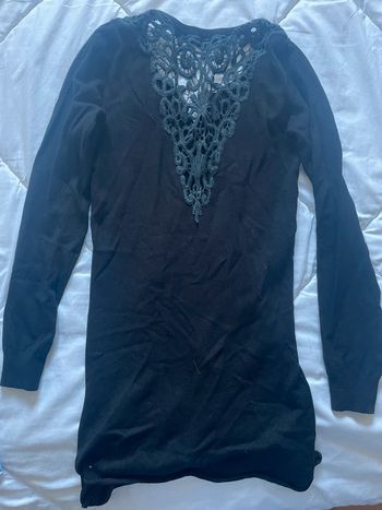 Pull détails dentelle noir