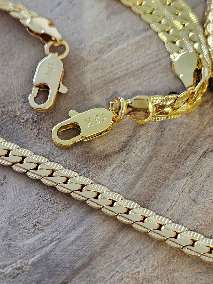 Ensemble en or plaqué 18k maille serpent 5mm - photo numéro 3