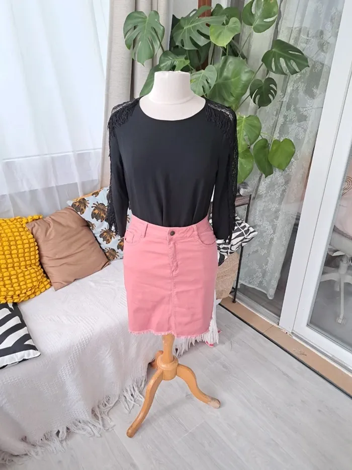 Jupe jean rose T 36/38