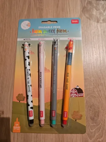 Lot de 4 stylos legami annimaux de la ferme