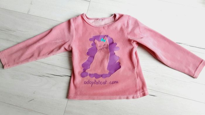 Vêtement fille haut de pyjama velours rose et violet 5 ans