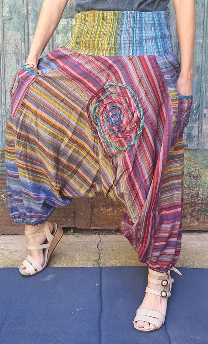 Pantalon sarouel coton coloré taille unique India - photo numéro 10