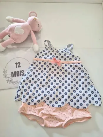 Maillot de bain 1 pièce bébé fille jupette 9 12 mois Archimede