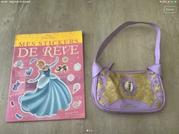 Sac et livre stickers cendrillon