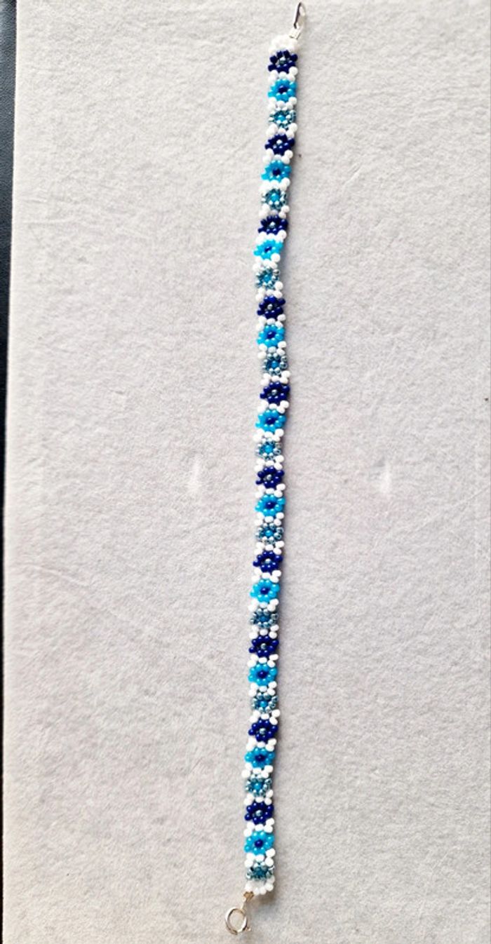 Bracelet de cheville fleurs bleu - photo numéro 2