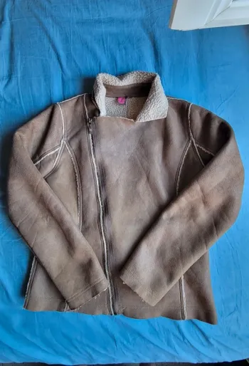 Veste fille daim fourrée intérieure