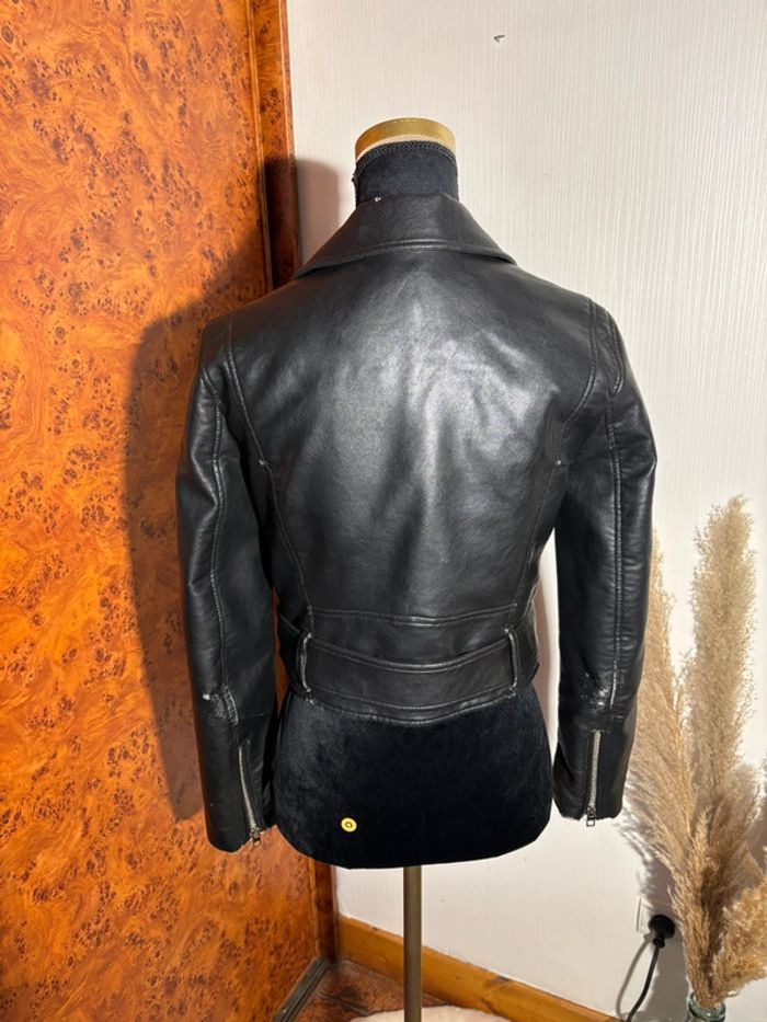 Perfecto en simili cuir noir ZARA - Taille S - photo numéro 3
