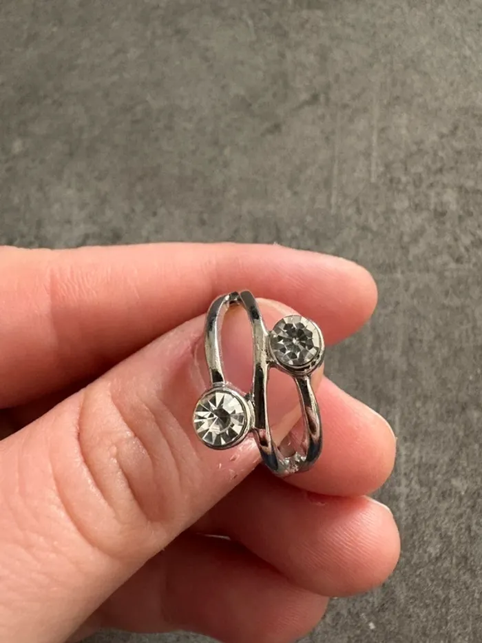 Bague argentée 2 pierres - photo numéro 2
