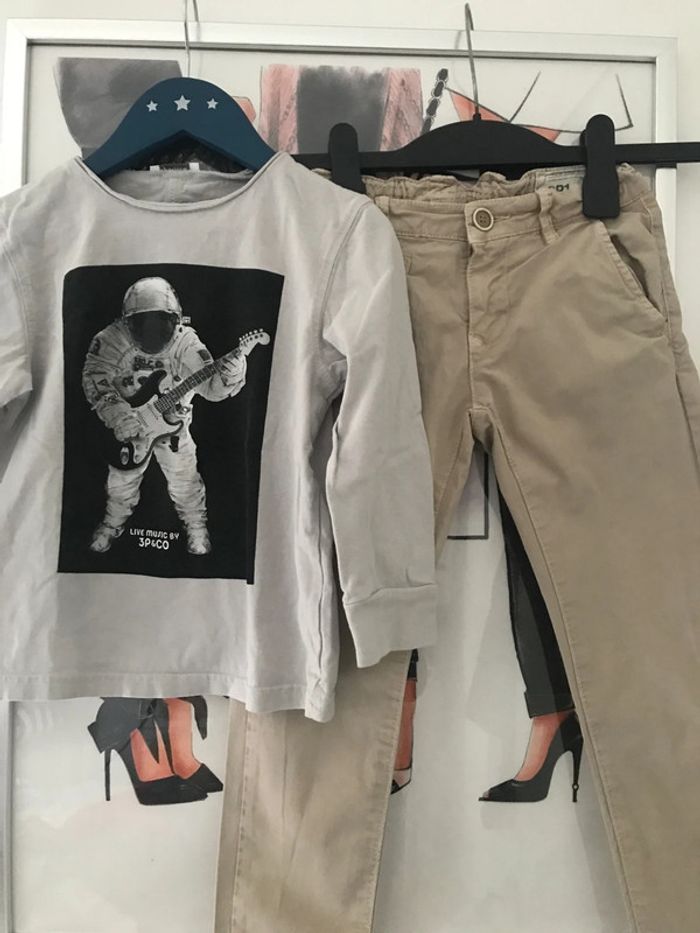 Ensemble Chino et tee-shirt 5 ans 3 pommes
