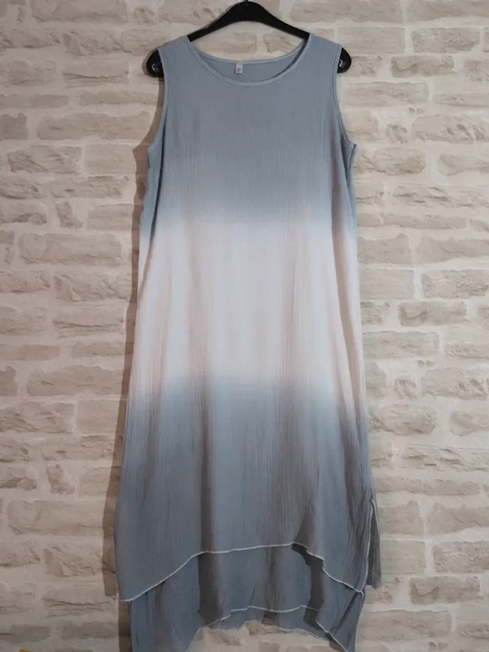 Robe longue fluide dégradé gris & blanc – Taille L