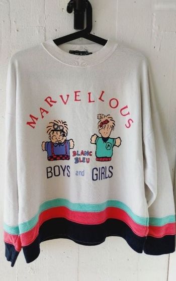 Sweat vintage Blanc Bleu taille M