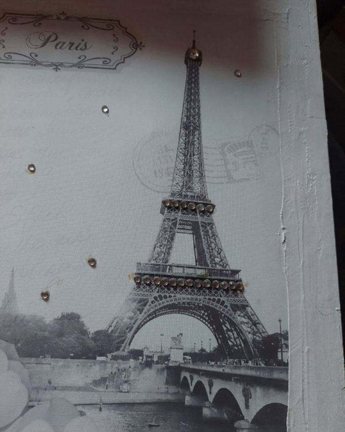 Toile fond blanc tour Eiffel Paris strass BE 🗼 - photo numéro 3