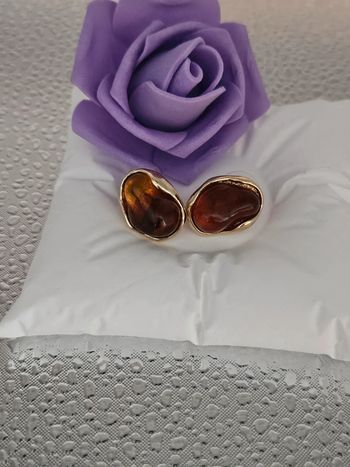 Boucles d oreilles avec pierres d ambre baltique en acier inoxydable