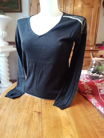 Pull noir 38 strass argenté